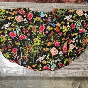 D Collection Colorful Floral Poncho Top with Wings